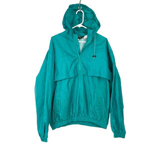 Vintage Linksport by Austad Teal Green Pullover Windbreaker Hoodie Size Large